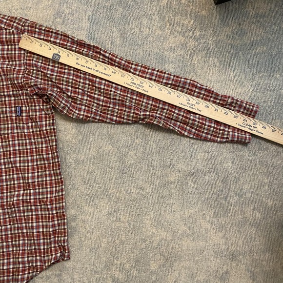 Patagonia Shirt Mens Medium Red Brown Plaid Long Sleeve Button Up Organic Cotton - Picture 7 of 9